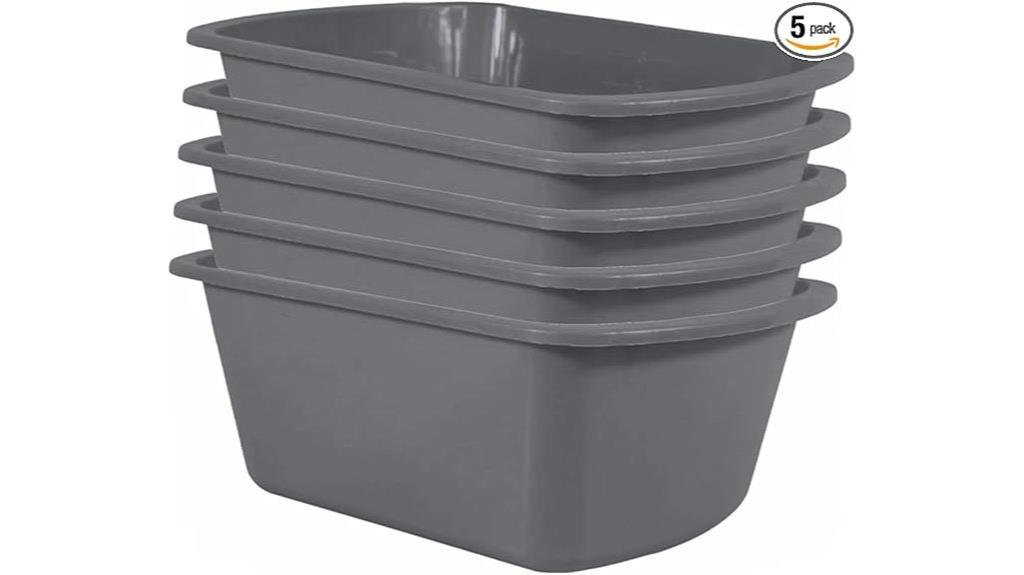 set of five plastic basins