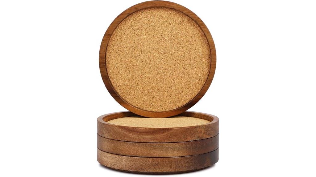 set of four wooden coasters
