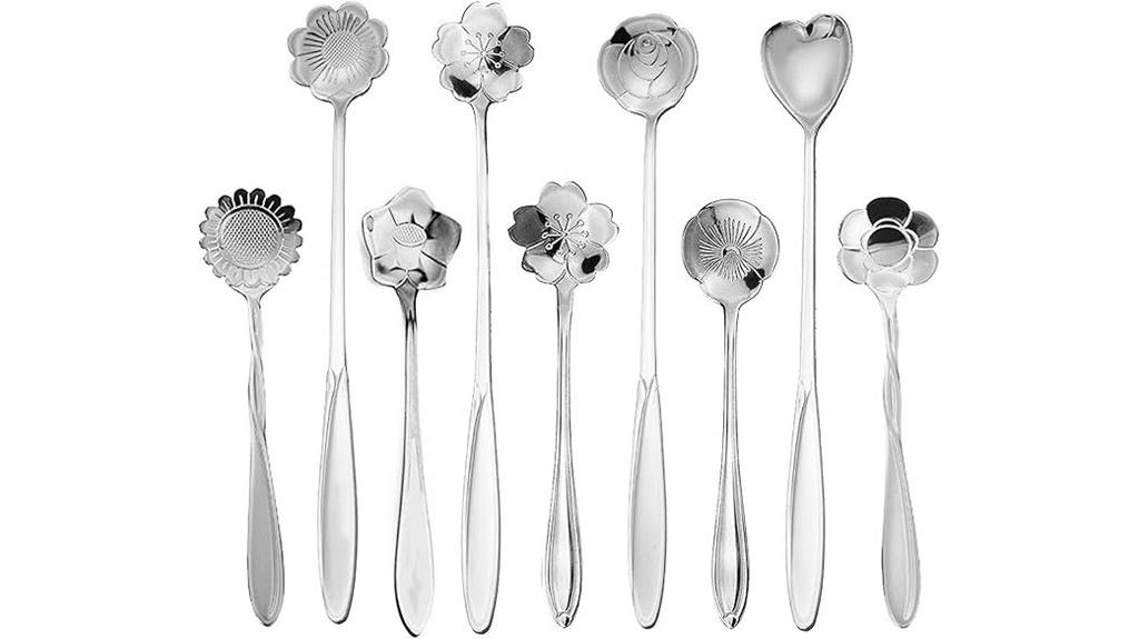 set of nine floral spoons