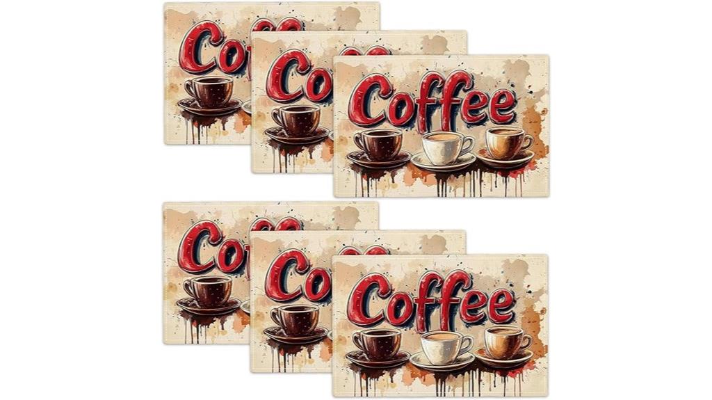 set of six coffee placemats