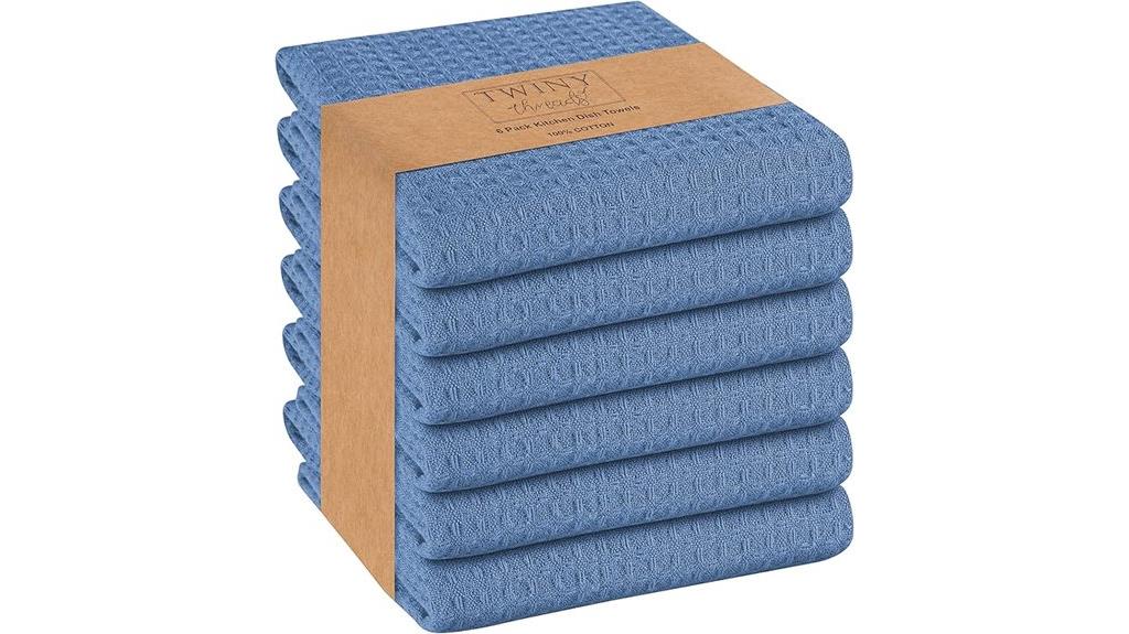 set of six cotton waffle towels