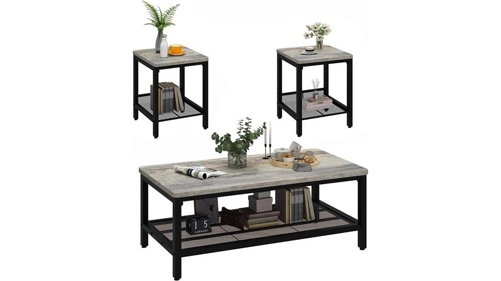 set of three industrial tables