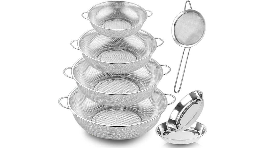 seven piece stainless colanders
