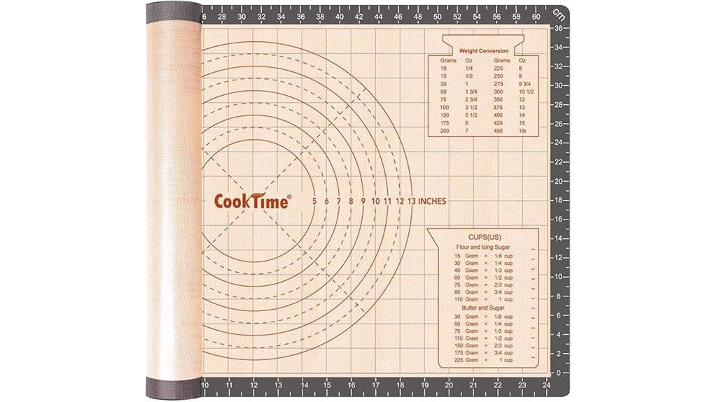 silicone baking mat with measurements
