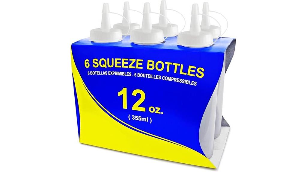 six clear plastic bottles