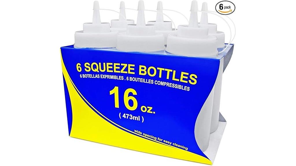 six clear plastic bottles