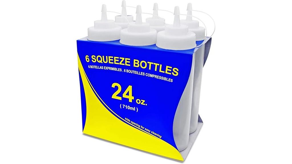 six clear wide mouth bottles