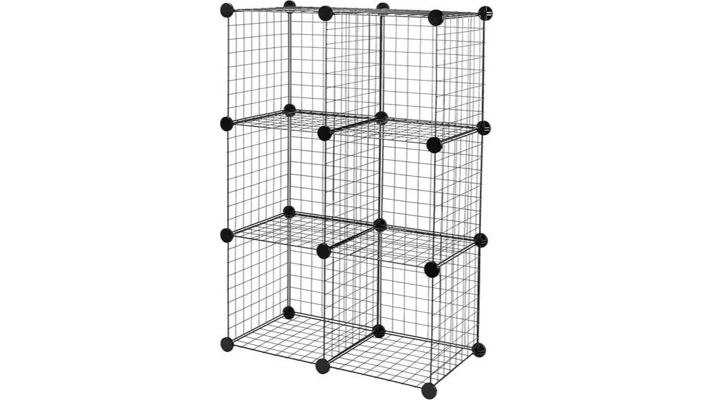 six cube wire grid shelves