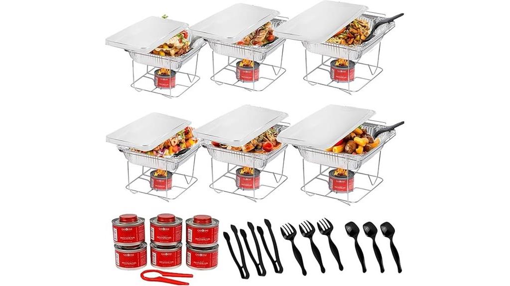 six piece buffet warming set
