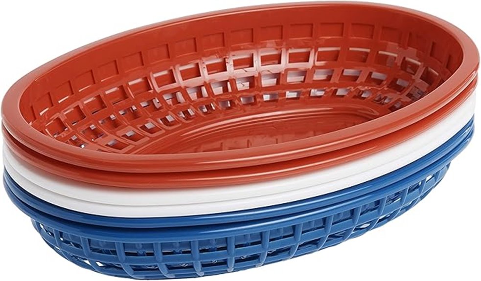 six piece oval plastic baskets
