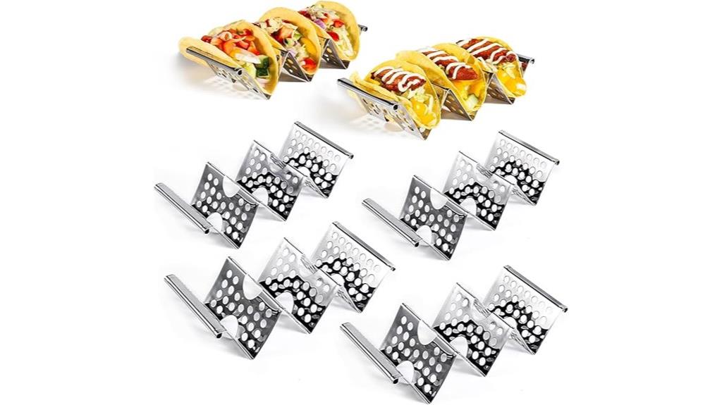 six stainless steel taco stands