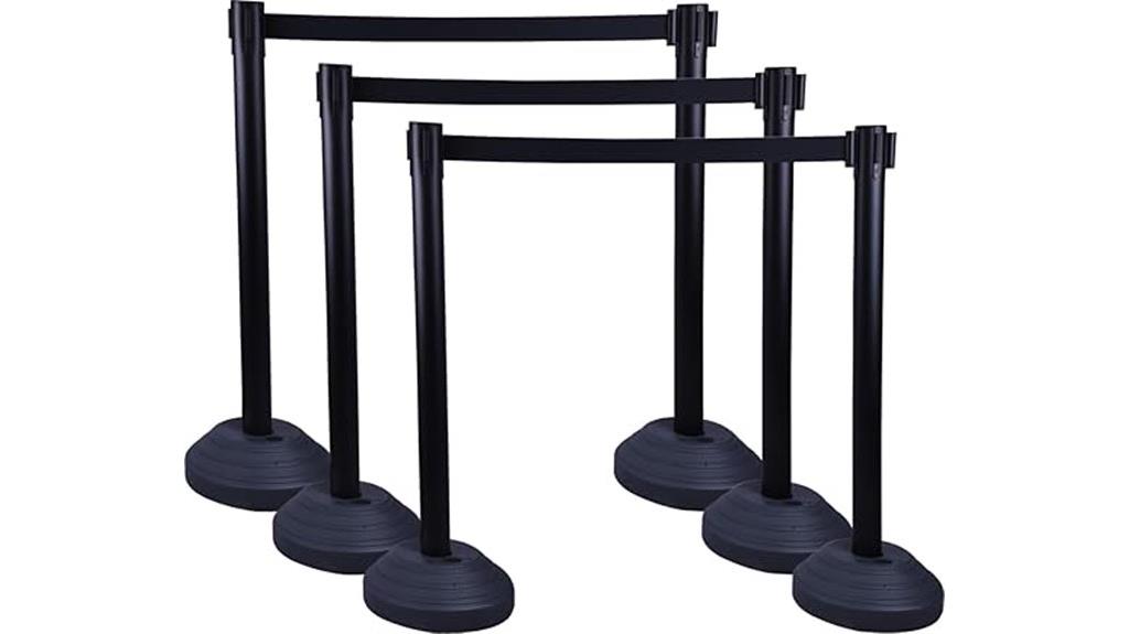 six stanchions ten feet