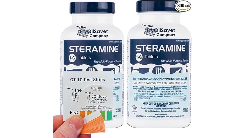 steramine sanitizer tablets test strips