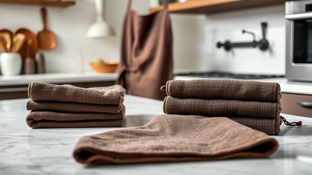 stylish espresso kitchen linens