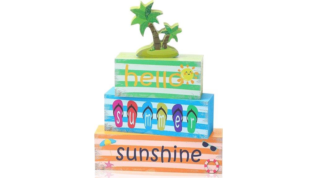 summer wooden tiered tray