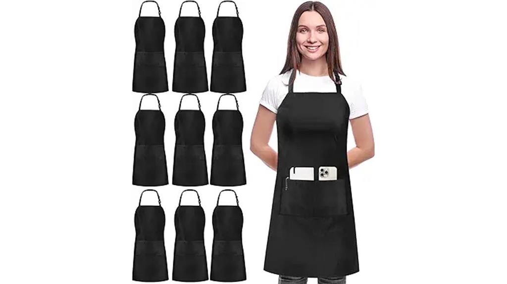 ten bib aprons with pockets