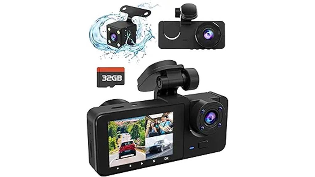 three camera 4k dash cam