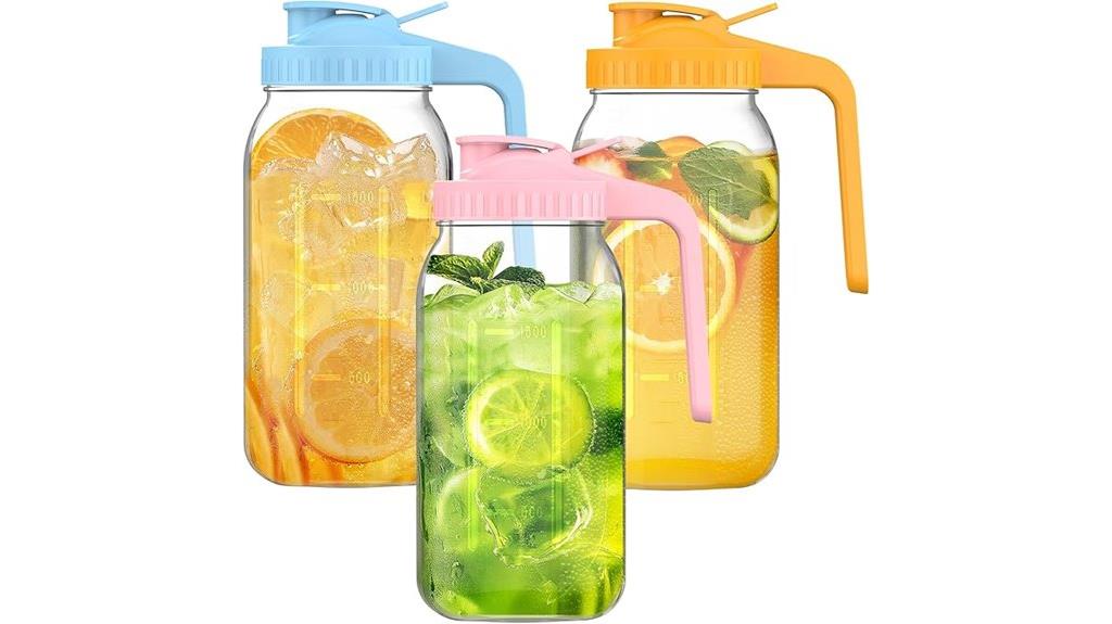 three glass pitcher set