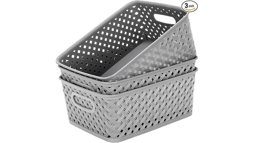 three pack plastic storage bins