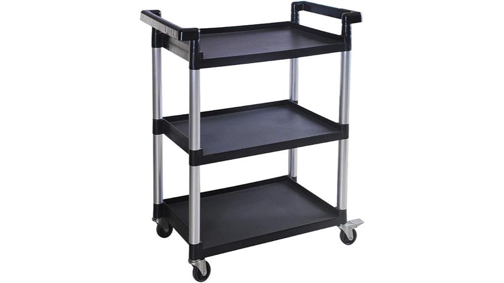 three shelf plastic cart