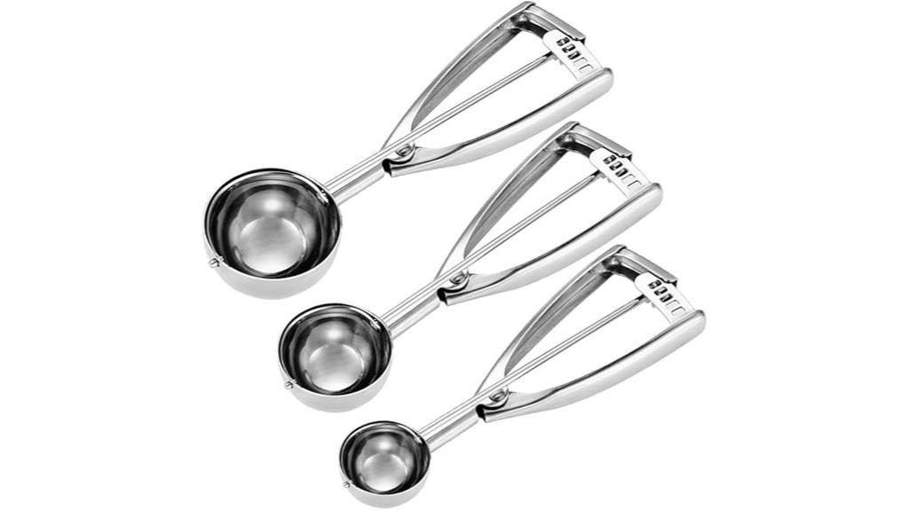 three sizes cookie scoops