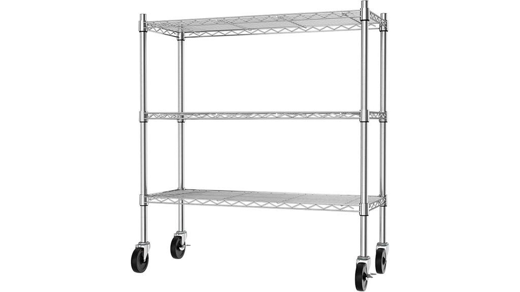 three tier rolling storage shelves