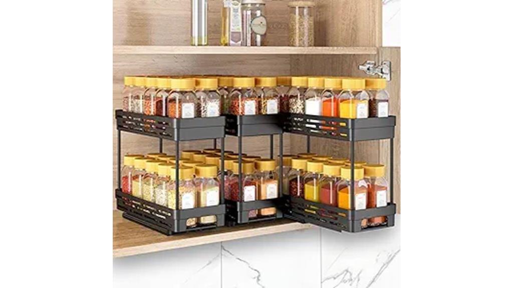 triple slide out spice racks
