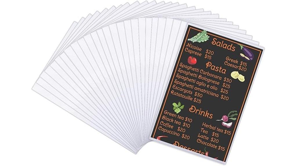 twenty five menu protectors