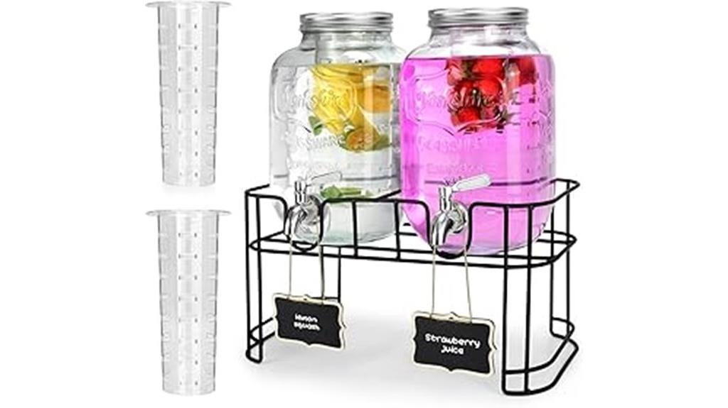 two 1 gallon glass dispensers