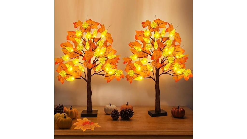two 24 inch lit trees