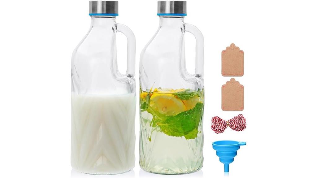 two glass pitchers