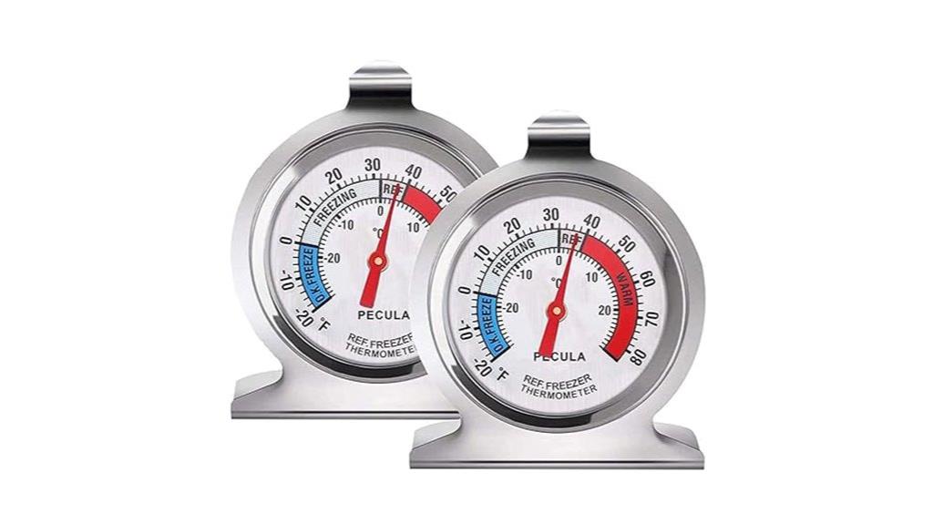 two refrigerator thermometers