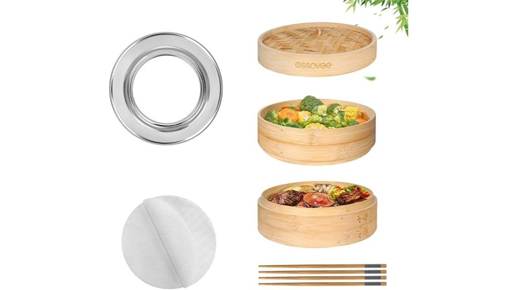 two tier bamboo steamer