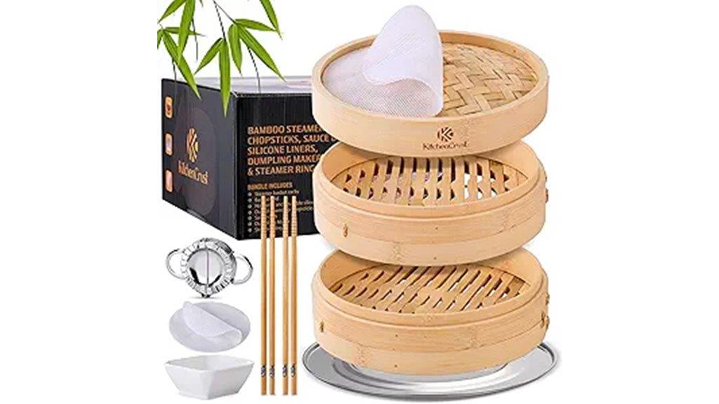 two tier bamboo steamer