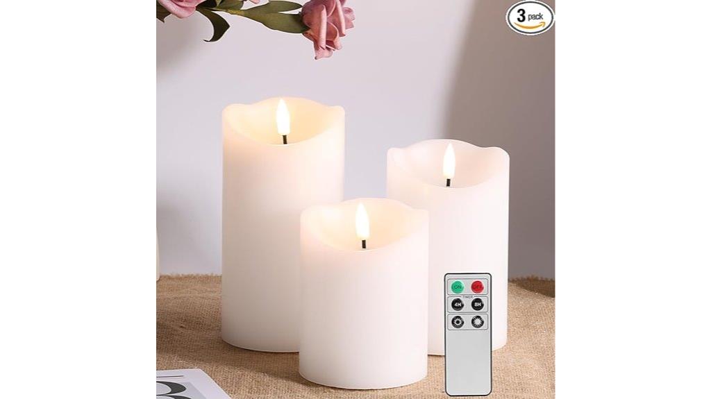 white flameless candle set