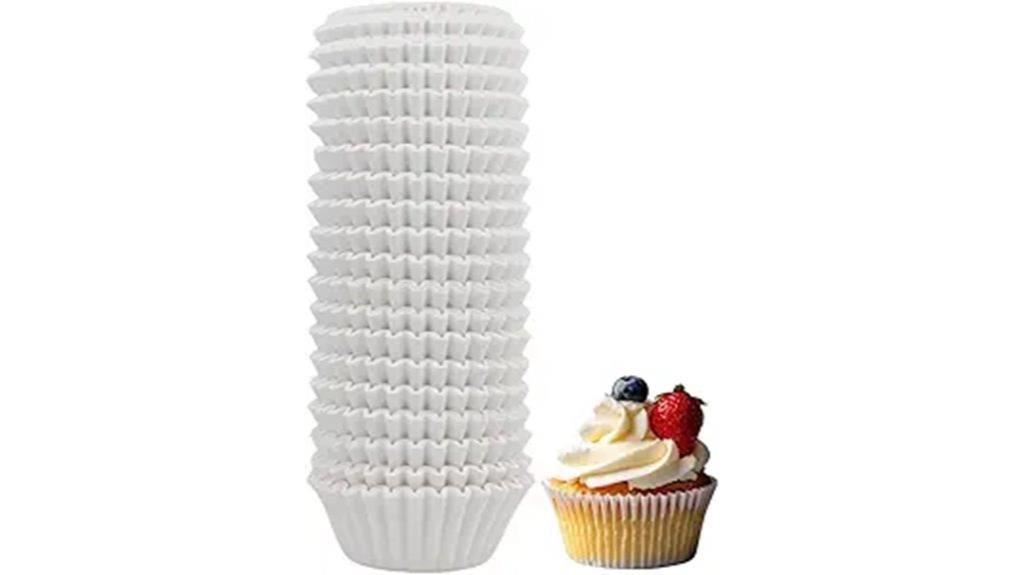 white mini cupcake liners