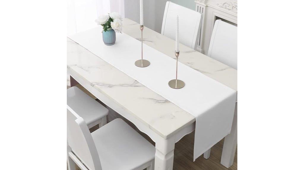 white polyester table runner