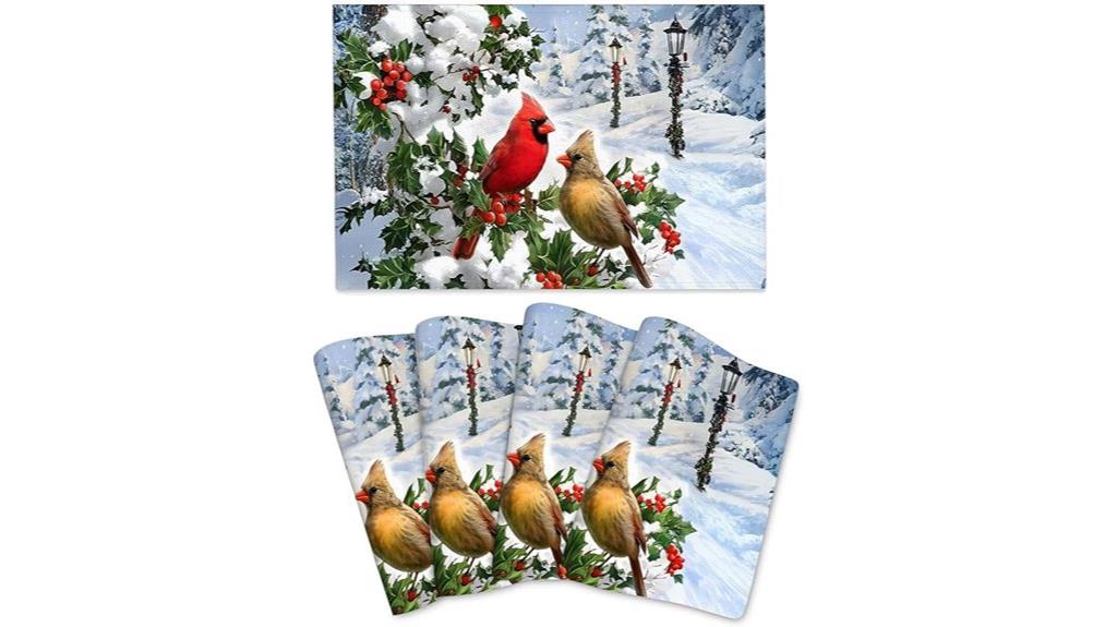 winter cardinal birds mats