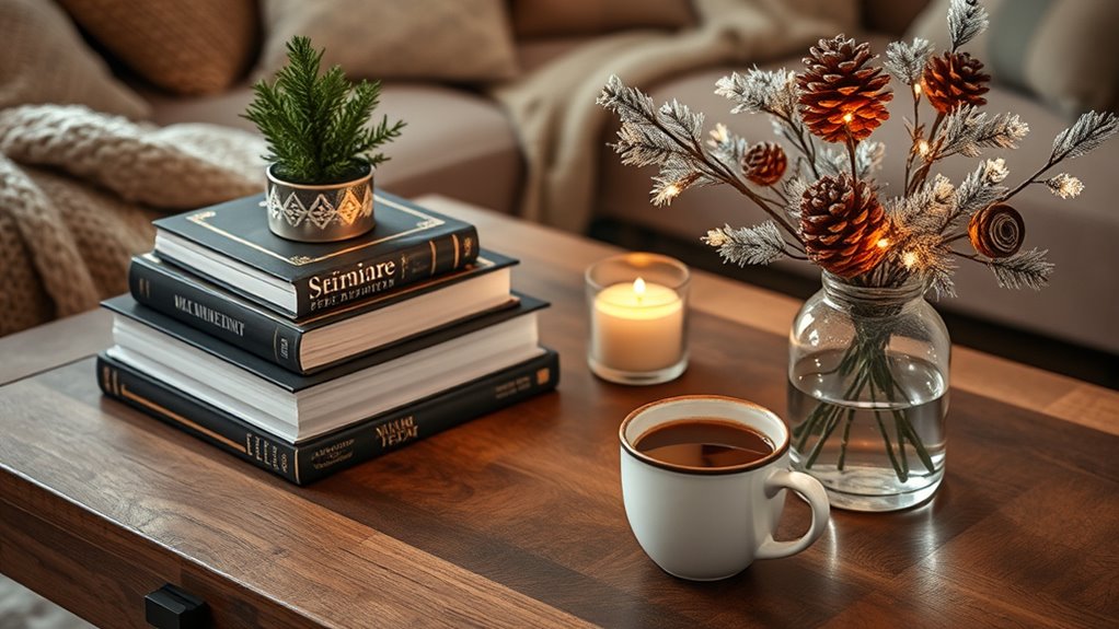 winter coffee table decorating