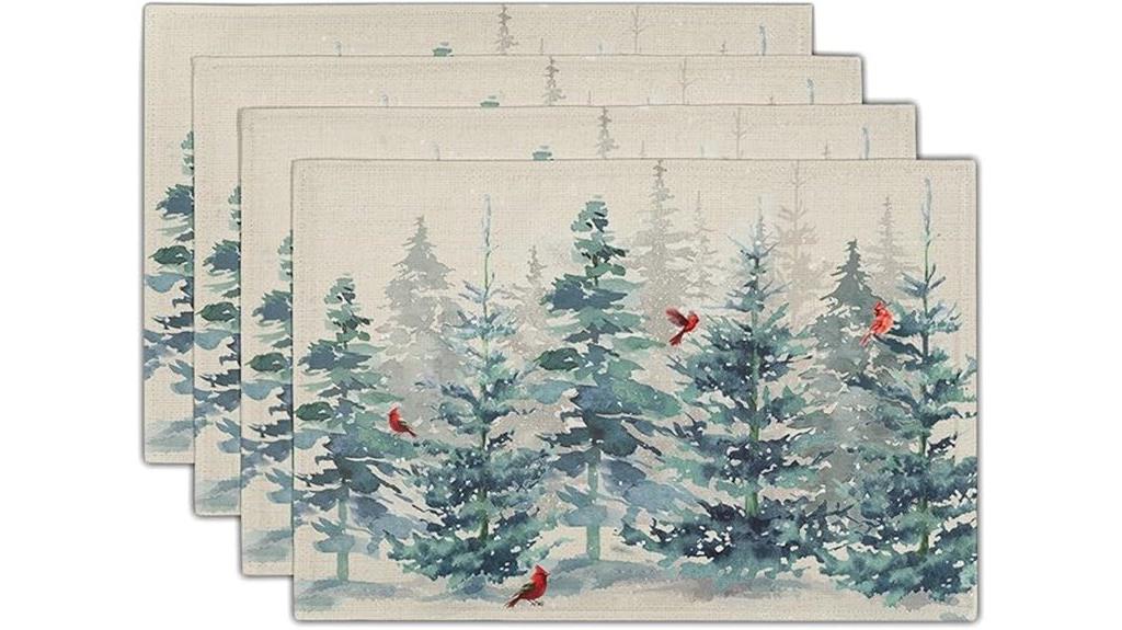 winter forest tree placemats