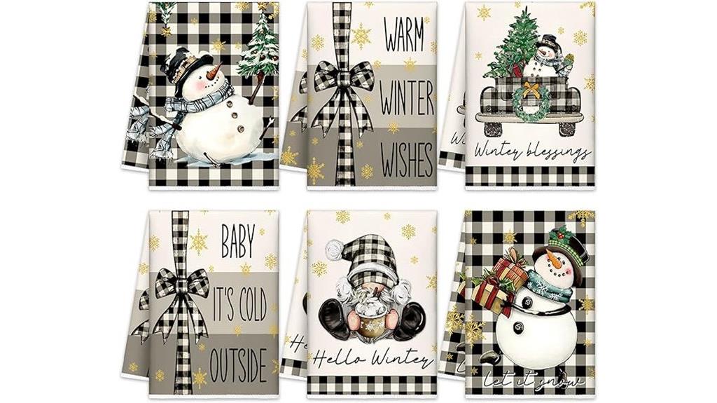 winter snowman kitchen towels