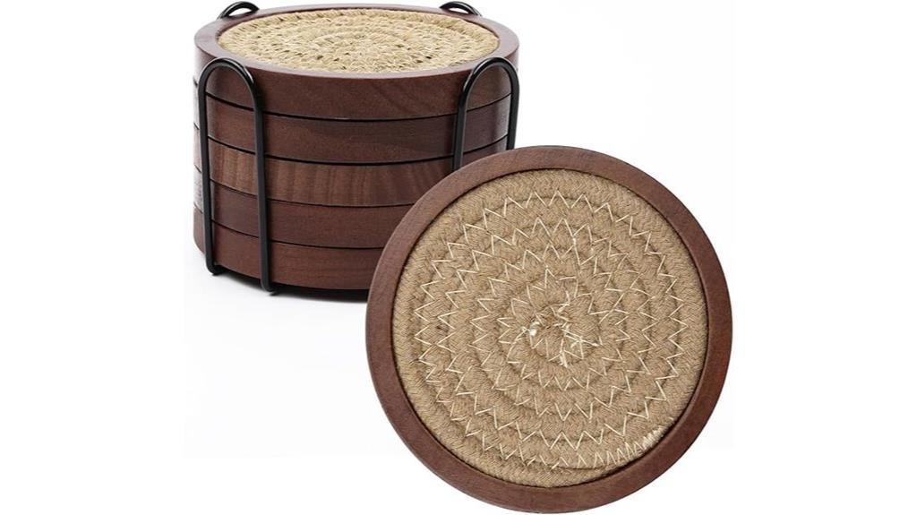 wooden coasters with holder