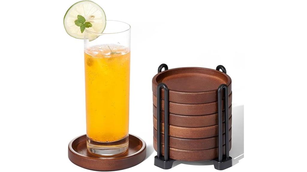 wooden coasters with holder