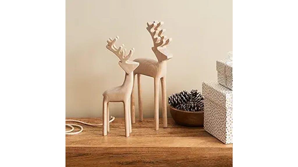 wooden deer figurines set
