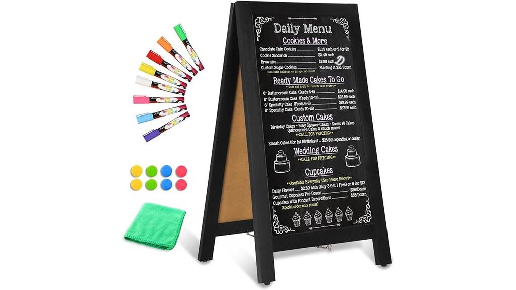 wooden sign with chalkboard