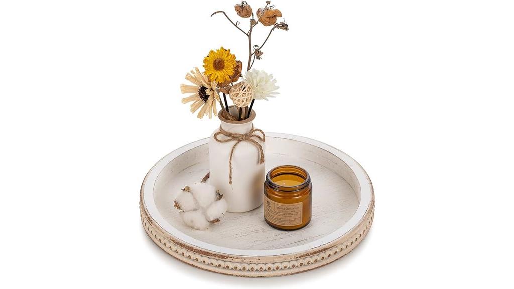 wooden white washed bead tray