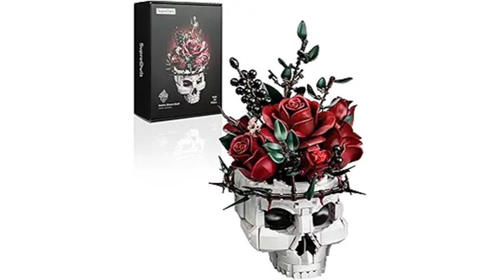 skull roses flower set
