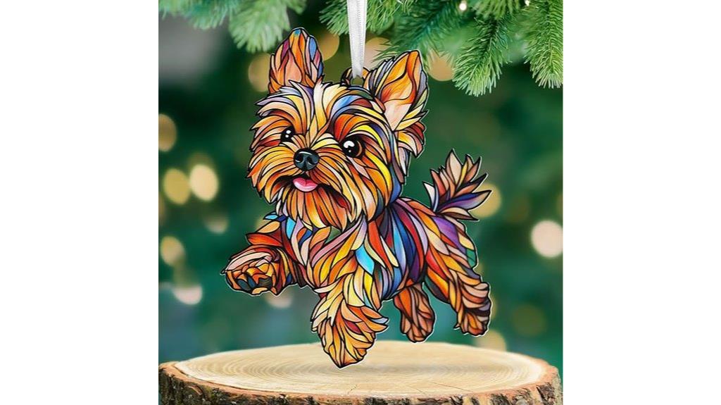 yorkie ornament christmas flag