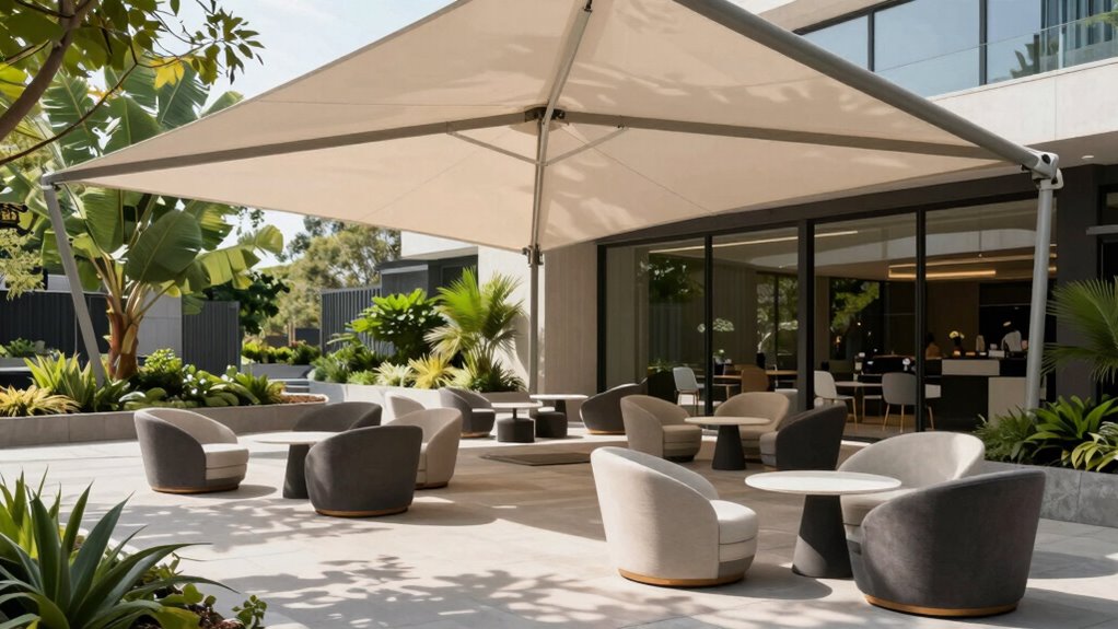 comfortable shaded seating areas
