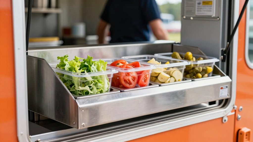 custom efficient refrigerated condiment rails